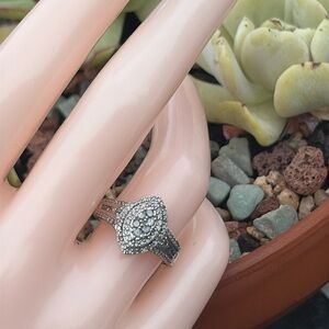 Sterling 1/2 carat Genuine Natural Diamond Cocktail Ring Size 7 Marquise Style